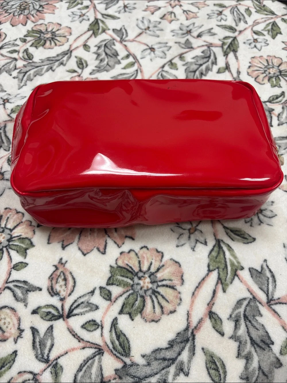 Christian Lacroix Red Patent Embossed Cosmetic Pouch